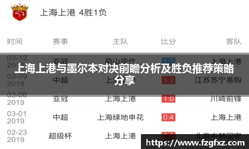 上海上港与墨尔本对决前瞻分析及胜负推荐策略分享